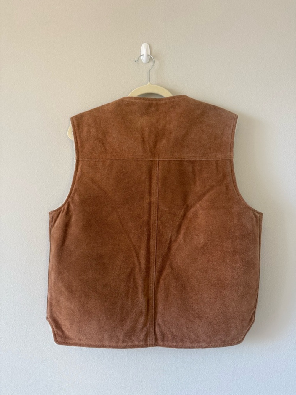 Vintage Sears Fieldmaster Brown Suede Sherpa Lined Vest Large - Picture 2 of 5